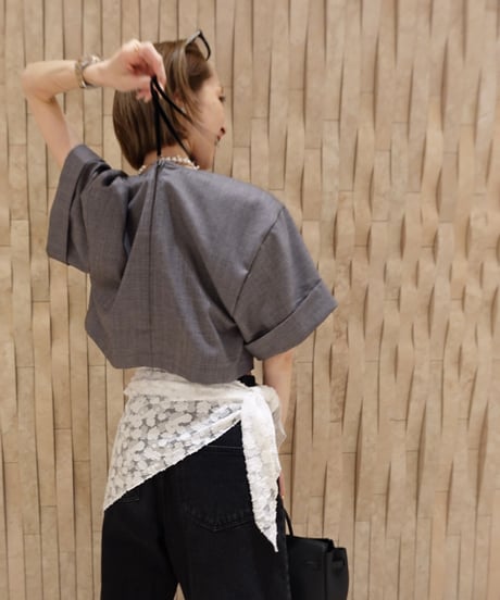 Velvet Line Blouse(Gray)