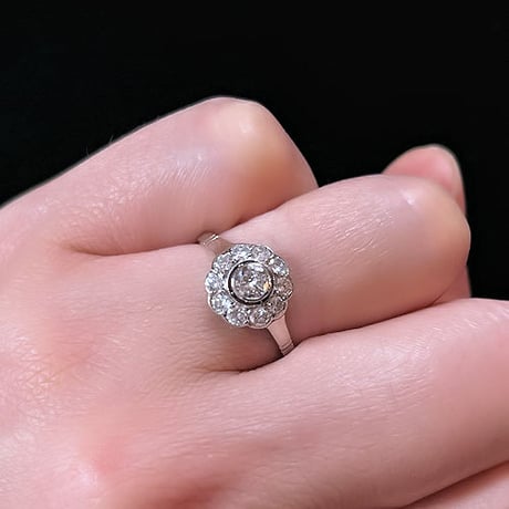 14金ダイヤモンド花リング