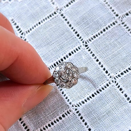 14金ダイヤモンド花リング