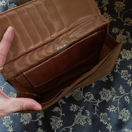 スエードクラッチデコバッグ キャメルブラウン