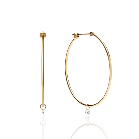 K18YG セルクル(30) ダイヤモンド フープピアス / Cercle Diamond Hoop Earrings