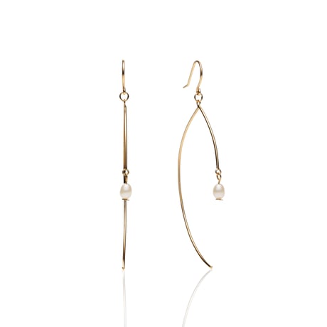 K18YG リーニュ 淡水パール フックピアス / Ligne Pearl Hook Earrings
