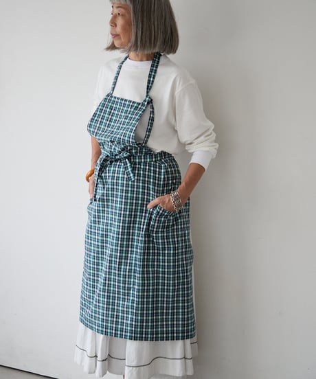 SQUARE APRON (Short) / LIBERTY Check (green)