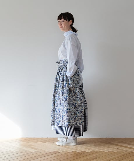 GATHERED APRON A/ LIBERTY Rachel (Blue)