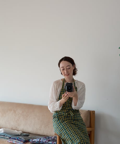 SQUARE APRON / LIBERTY Check (yellow×green)