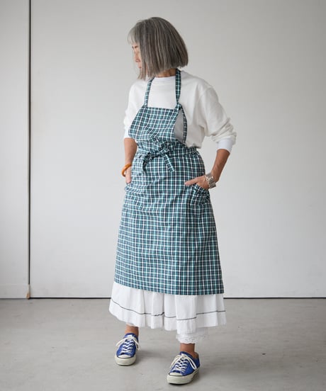 SQUARE APRON (Short) / LIBERTY Check (green)