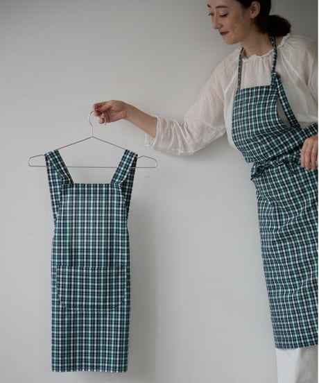 KIDS APRON L / LIBERTY Check (green)