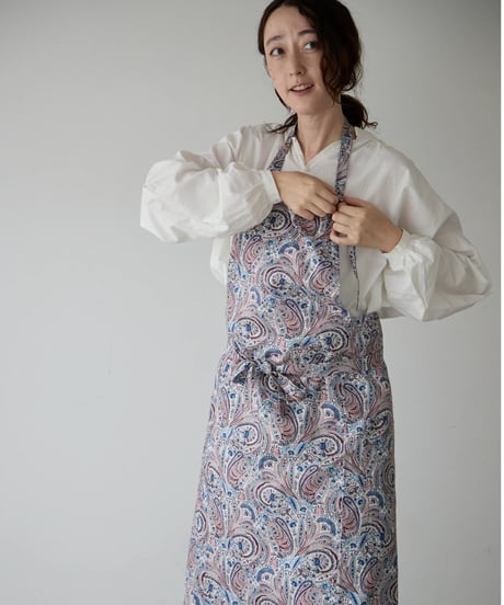 SQUARE APRON (Short) / LIBERTY Abbey Road (bordeaux)