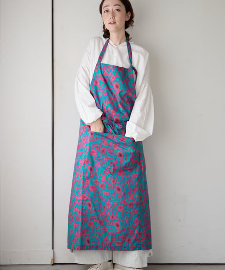 SQUARE APRON / LIBERTY Mono Muse (turquoise)