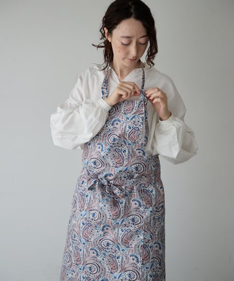 SQUARE APRON (Short) / LIBERTY Abbey Road (bordeaux)