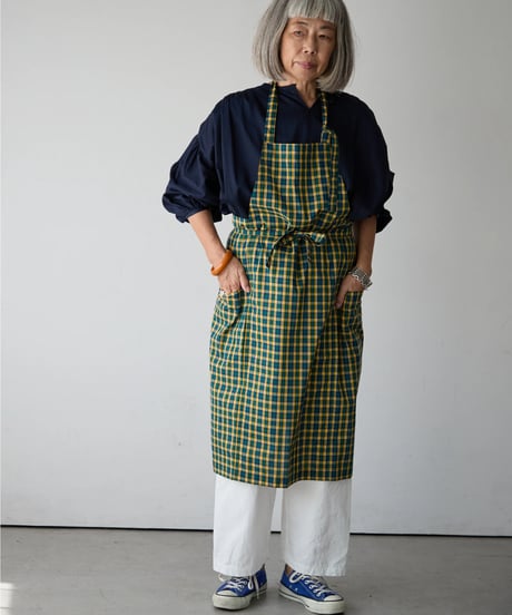 SQUARE APRON (Short) / LIBERTY Check (yellow×green)