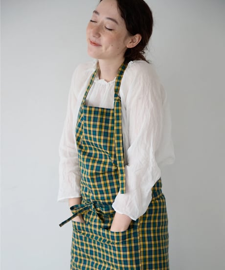 SQUARE APRON / LIBERTY Check (yellow×green)