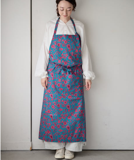 SQUARE APRON / LIBERTY Mono Muse (turquoise)