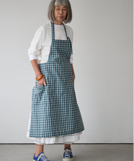 SQUARE APRON (Short) / LIBERTY Check (green)