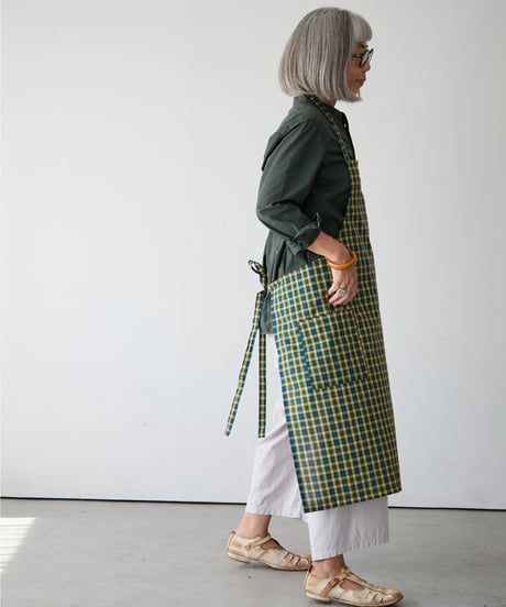 CLASSIC APRON (Short) / LIBERTY Check (yellow×green)