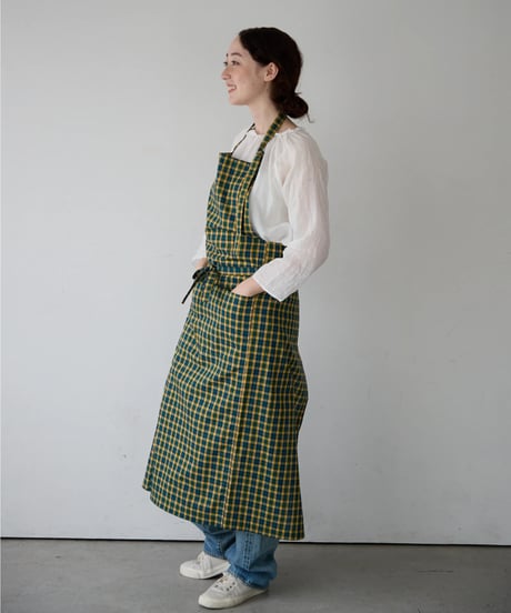 SQUARE APRON / LIBERTY Check (yellow×green)
