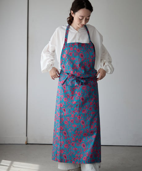 SQUARE APRON / LIBERTY Mono Muse (turquoise)