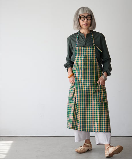 CLASSIC APRON (Short) / LIBERTY Check (yellow×green)