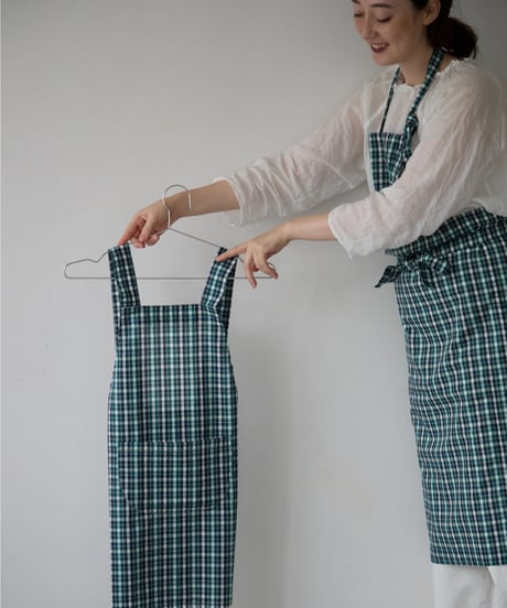 KIDS APRON L / LIBERTY Check (green)