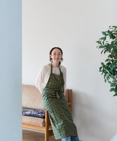 SQUARE APRON / LIBERTY Check (yellow×green)