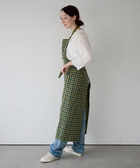 SQUARE APRON / LIBERTY Check (yellow×green)