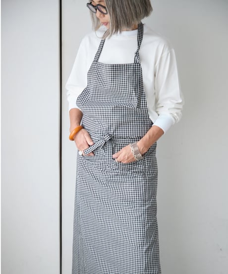 SQUARE APRON /  LIBERTY Check (black×white)