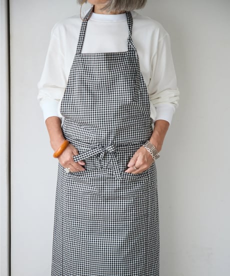SQUARE APRON /  LIBERTY Check (black×white)