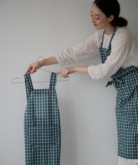 KIDS APRON L / LIBERTY Check (green)
