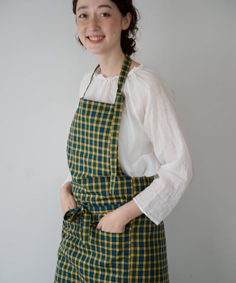 SQUARE APRON / LIBERTY Check (yellow×green)