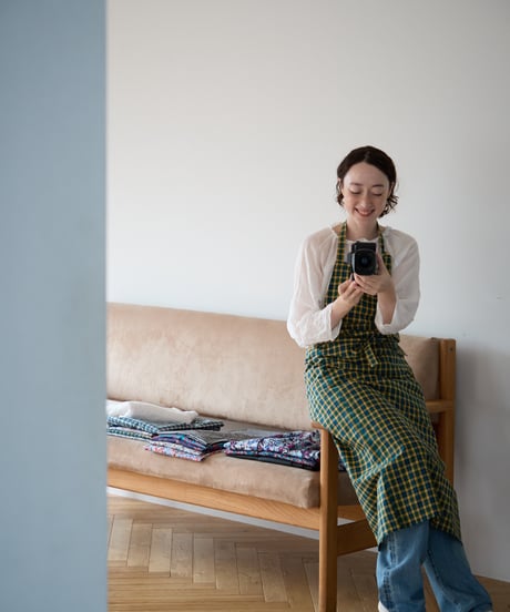 SQUARE APRON / LIBERTY Check (yellow×green)