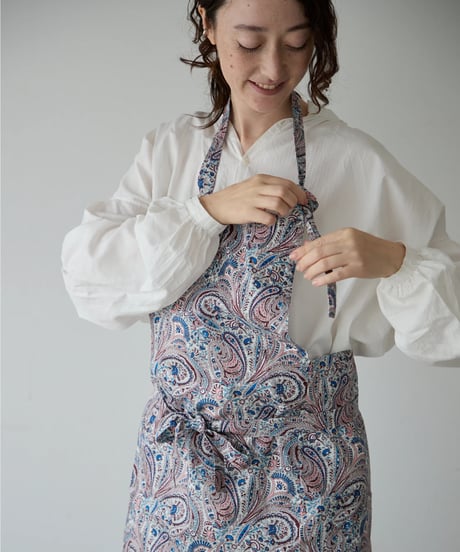 SQUARE APRON (Short) / LIBERTY Abbey Road (bordeaux)