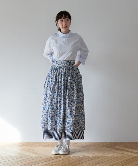 GATHERED APRON A/ LIBERTY Rachel (Blue)