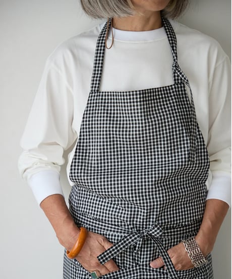 SQUARE APRON /  LIBERTY Check (black×white)