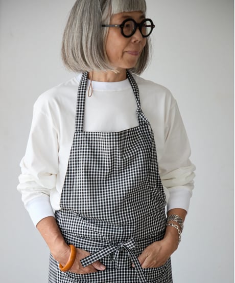SQUARE APRON /  LIBERTY Check (black×white)