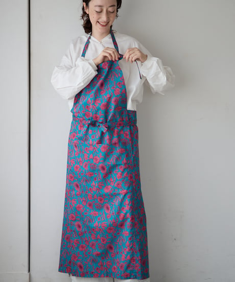 SQUARE APRON / LIBERTY Mono Muse (turquoise)