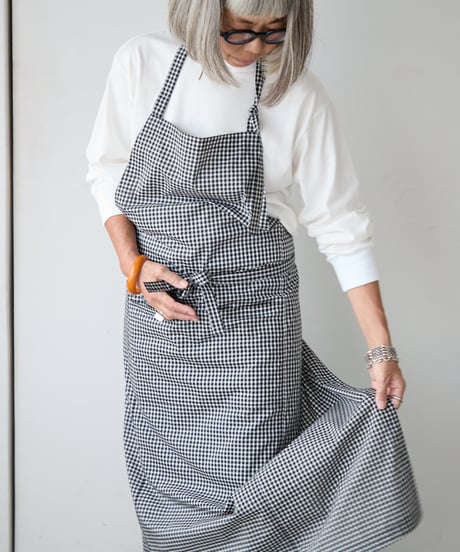 SQUARE APRON /  LIBERTY Check (black×white)