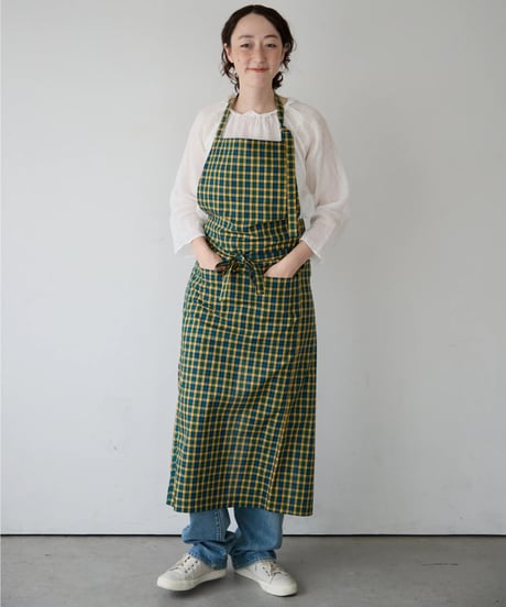 SQUARE APRON / LIBERTY Check (yellow×green)
