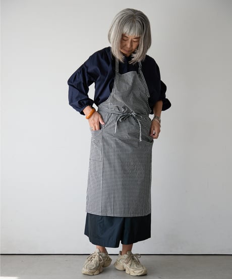CLASSIC APRON (Short) / LIBERTY Check (black×white)