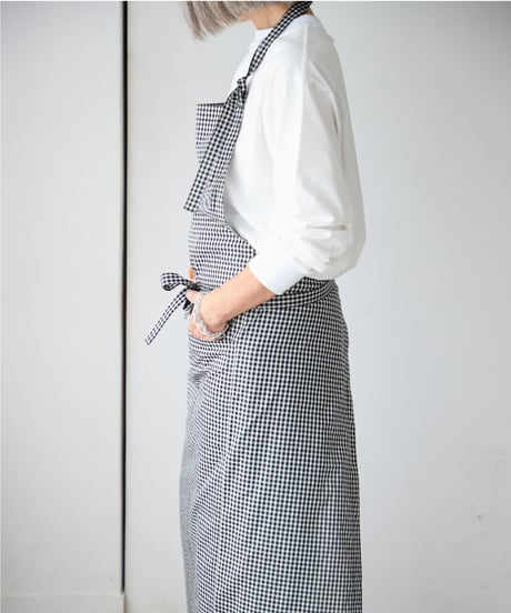 SQUARE APRON /  LIBERTY Check (black×white)