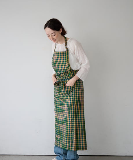 SQUARE APRON / LIBERTY Check (yellow×green)
