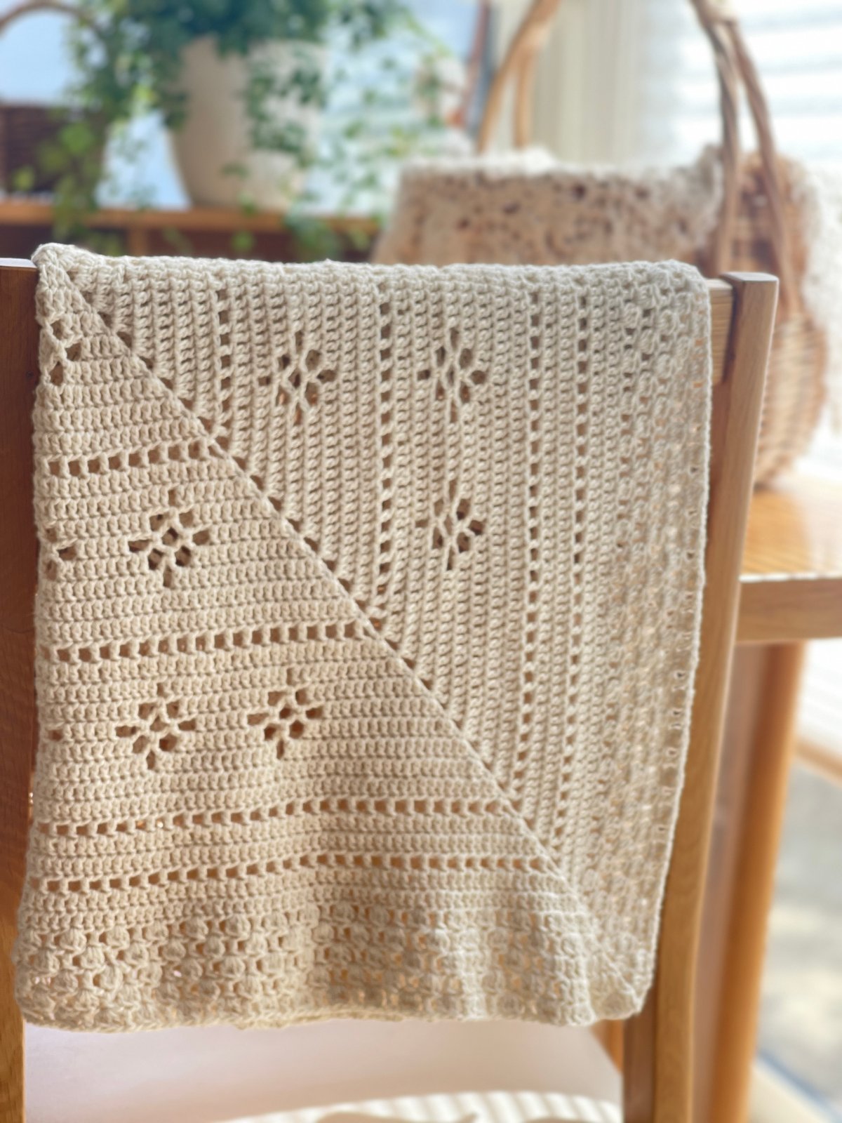 編み図のみ〕透かし模様のスクエアブランケット | hiro crochet