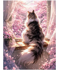 窓辺の猫　桜【M-☆】