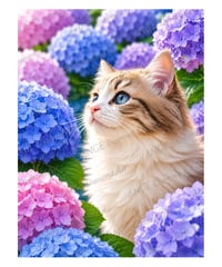 横顔の猫シリーズ紫陽花【Mꕀ☆】