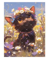 花かんむりの黒猫ちゃん【vivi】