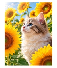 横顔の猫シリーズ向日葵【Mꕀ☆】
