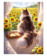 窓辺の猫　向日葵【Mꕀ☆】