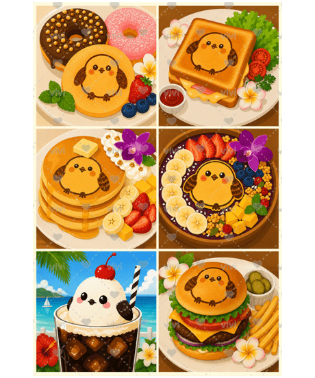 6つのシマエナガカフェ詰め合わせ ちびキャンバス 樹脂ビーズ 初心者さんにも