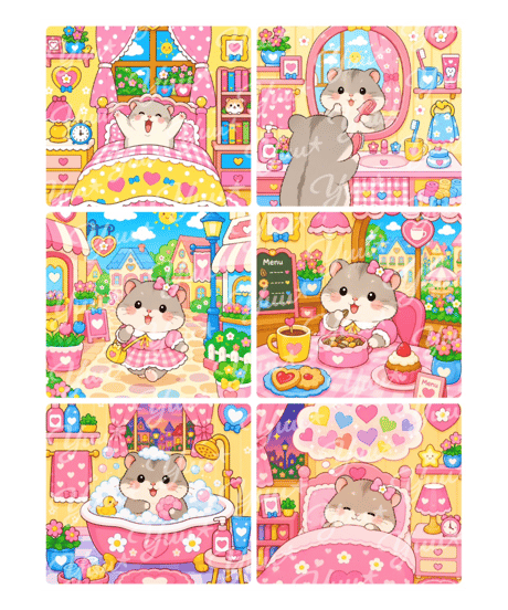 こはるの1日 6つ詰め合わせ ミニダイヤモンドアート 樹脂ビーズ 初心者さんにも