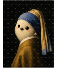 シマエナガ名画シリーズ　真珠の耳飾りのシマエナガ【vivi】