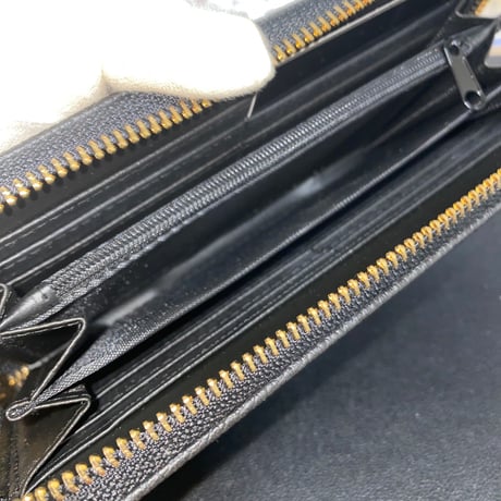 ブラック レザー 長財布 フクロウチャーム付き